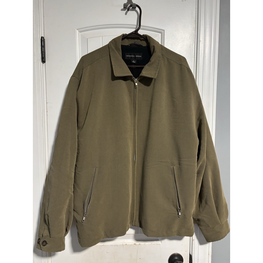 Mens Geoffrey Beene Green Zip Front Jacket Size L